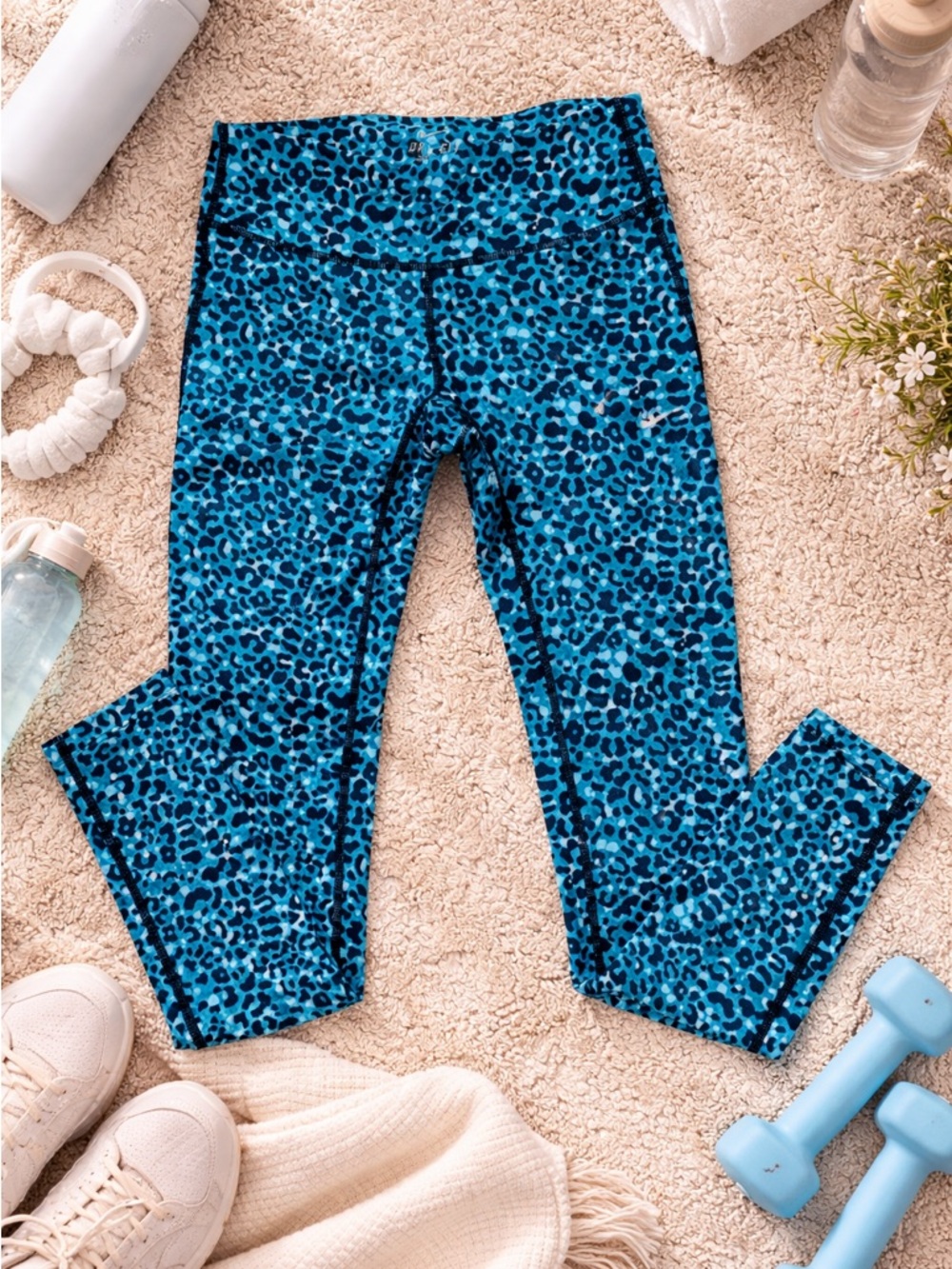 Nike Blue Leopard Print Performance Leggings